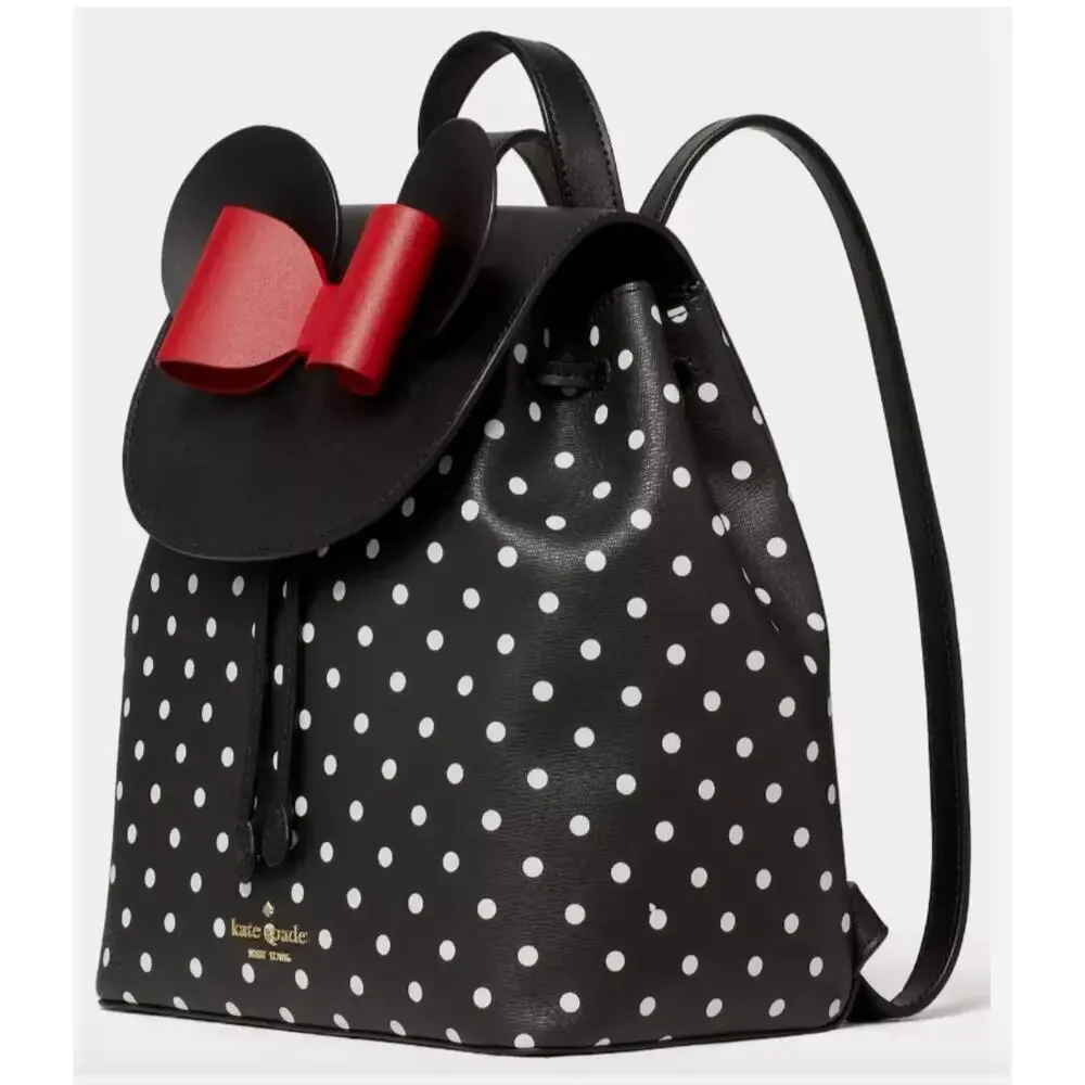 Kate Spade Minnie Mouse Polka Dot Backpack with Red Bow – New $379